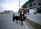 Reiter auf Esel am Hafen von Inebolu : Esel, Straße